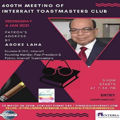 Watch InterraIT Toastmasters Club's 600th meeting to be held on January 6th