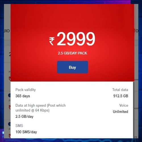 Reliance Jio brings new plan with 2.5GB data per day for 1 year