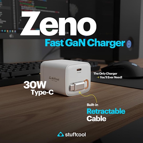 Stuffcool launches Zeno: India’s first 30W GaN charger with built-in retractable cable