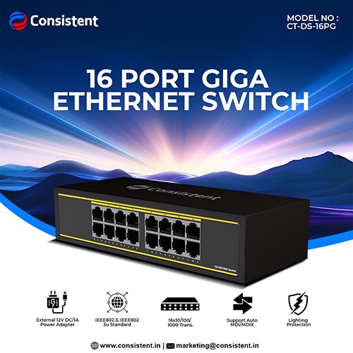 Consistent Launches 16-Port Gigabit Ethernet Switch for High-Speed Networking
