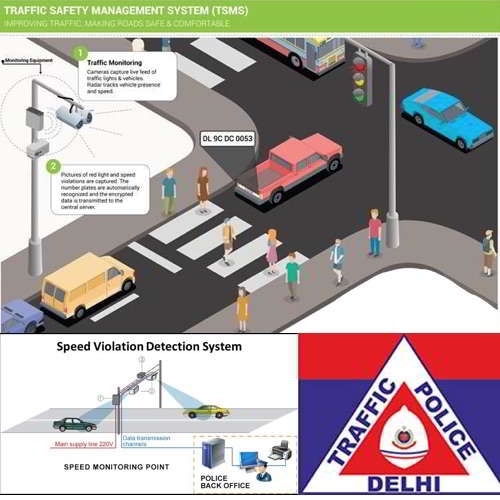 Delhi Police Deployed Red Light Violation Detection System (RLVDS) & Speed Violation Detection System (SVDS) : Beware of traffic offenders 24Ã—7