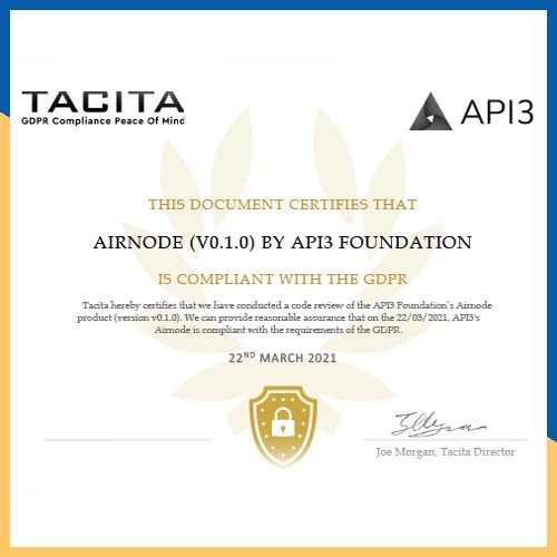 Airnode Becomes First Certified GDPR-compliant Oracle Node