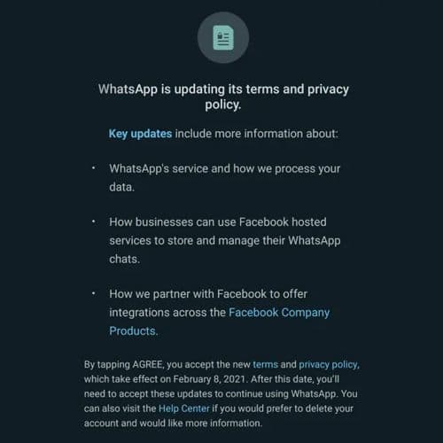 WhatsApp makes Facebook Data Sharing mandatory updating service & Privacy Policy