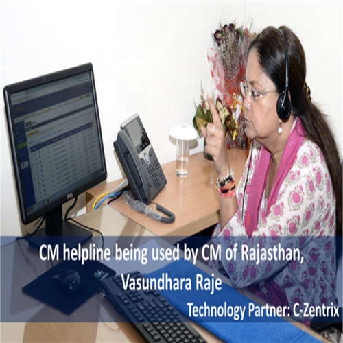 Vasundhara Raje launches CM helpline supported by C-Zentrix
