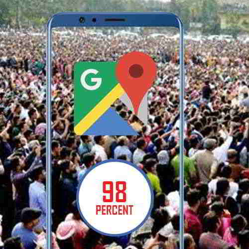 Google Maps covers 98 percent of the world's population