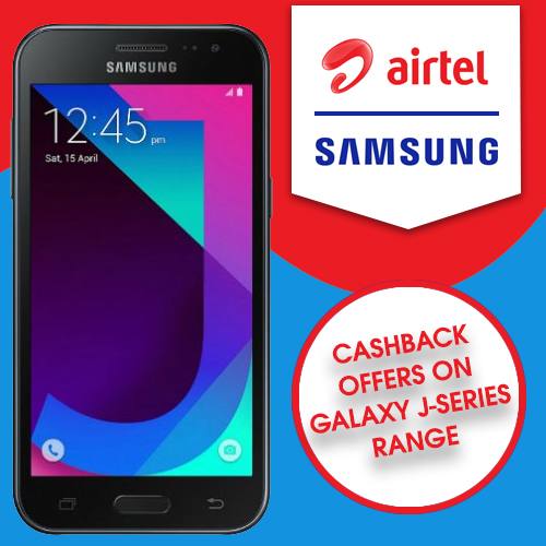 airtel ties up with samsung announces cashback offers on galaxy jseries range
