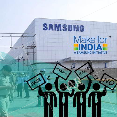 workers get back into work after a day long protest  samsung noida