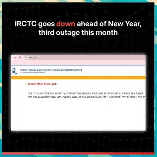 IRCTC Website Crashes on New Year's Eve IRCTC Website Crashes on New Year's Eve