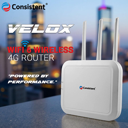 Consistent Infosystems Unveils VELOX WiFi 6 Wireless 4G Router for Enhanced Speed and Security