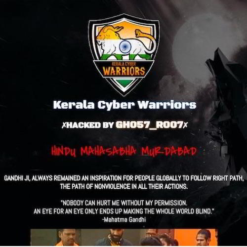 Kerala Cyber Warriors hack Hindu Mahasabha website for recreating assassination of Gandhi Kerala Cyber Warriors hack Hindu Mahasabha website for recreating assassination of Gandhi