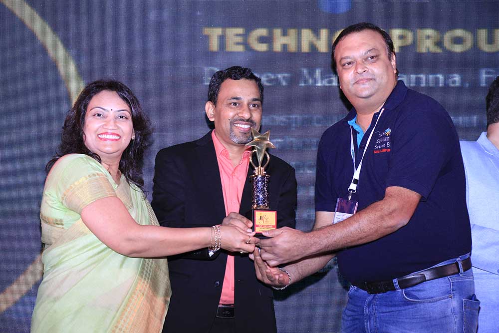 Technosprout Systems receiving the award for the Best Security Partner at VAR Symposium - 17th Star Nite Awards 2018