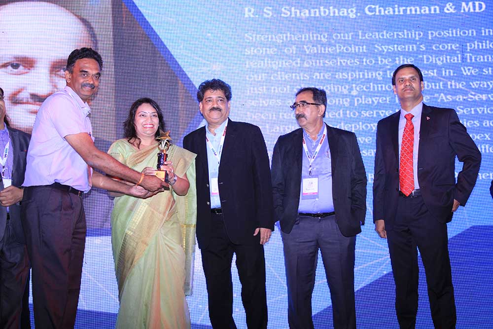 Value Point Systems receiving the award for the Best Solution Partner at VAR Symposium - 17th Star Nite Awards 2018