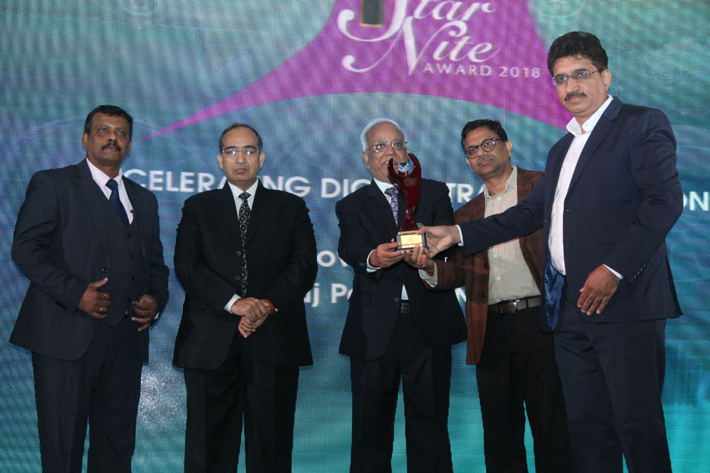 Barco Electronics receiving the award for Best Bezel Less LCD Video Wall Platform at 17th Star Nite Awards 2018