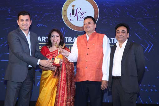 The CMO Award being given away by Mr. Rajesh Aggarwal, D.G- Training, Ministry of Skill Development, Govt. of India; Mr. S. N.Tripathi, Director-India