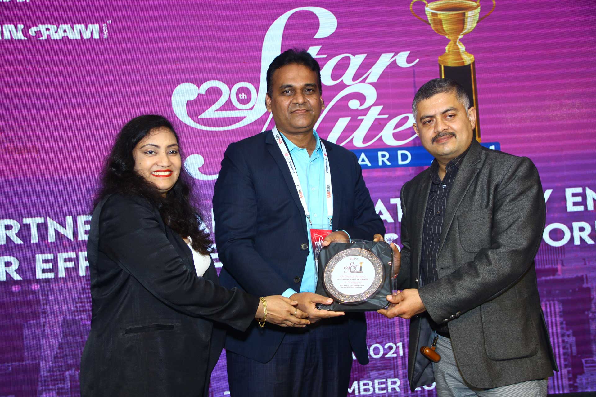 Best Wired and Wireless LAN Infrastructure Company Award goes to HPE - ARUBA, A HPE Enterprise at 20th Star Nite Awards 2021