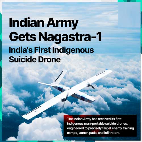 Indian Army receives high-precision, man-portable suicide drones, ‘Nagastra-1’ Indian Army receives high-precision, man-portable suicide drones, ‘Nagastra-1’
