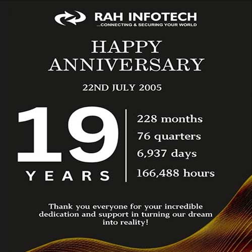 RAH Infotech rejoices 19 years of excellence in Security solutions RAH Infotech rejoices 19 years of excellence in Security solutions