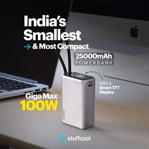 Stuffcool unveils compact 25,000mAh power bank with 100W fast charging