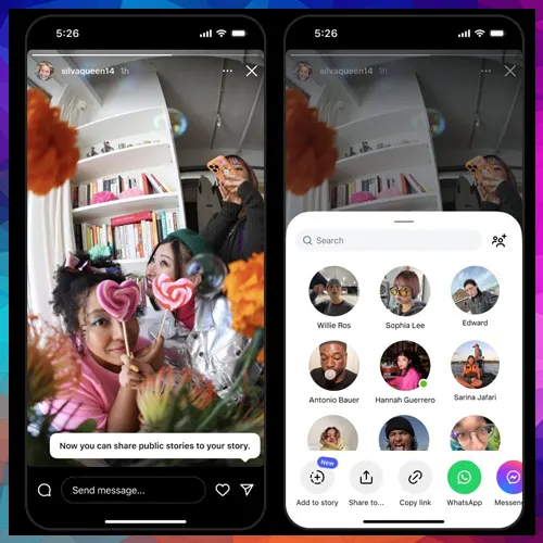 Instagram now lets users reshare any public story without being tagged