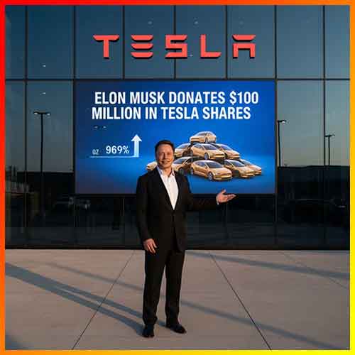Elon Musk donates $100 million in Tesla shares to charity
