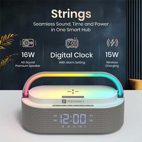 Portronics launches Strings smart speaker with built-in wireless charging and mood lighting