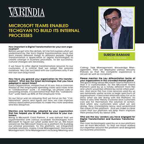 Microsoft Teams enabled TECHGYAN to build its internal processes Microsoft Teams enabled TECHGYAN to build its internal processes