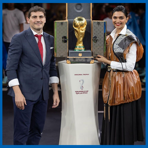 Actor Deepika Padukone unveils the FIFA World Cup 2022 trophy