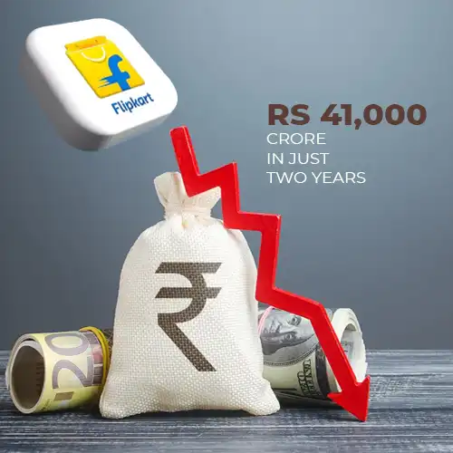 Flipkart's value drops by more than Rs 41,000 crore in just two years Flipkart's value drops by more than Rs 41,000 crore in just two years