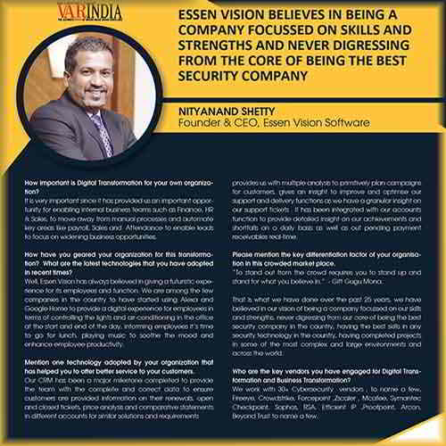Essen Vision believes in being a company focussed on skills and strengths and never digressing from the core of being the best security company